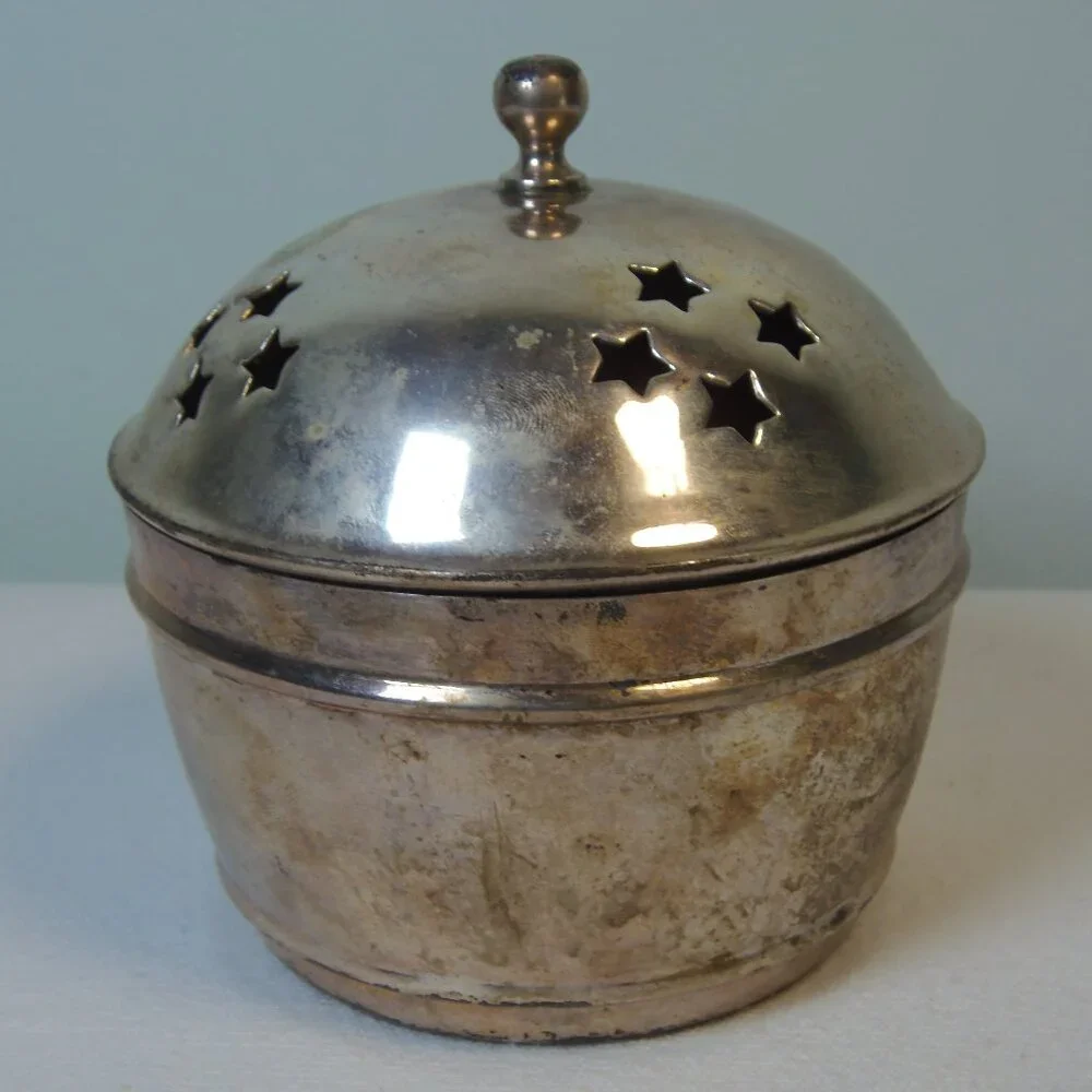 VTG Silver Plated Lidded Decorative Bowl for Trinkets Potpourri or‎ Incense BoHo
